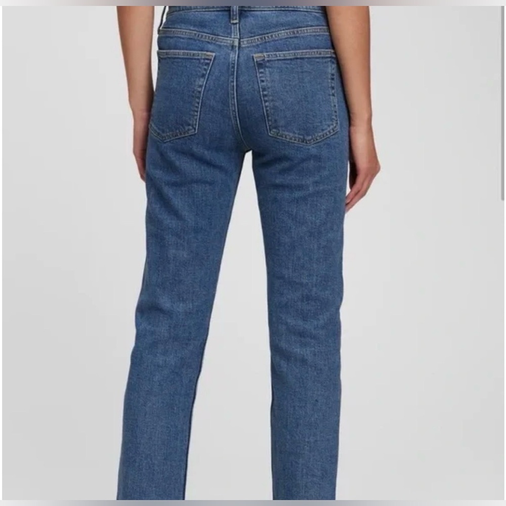 GAP Cheeky Straight High Rise Straight Stretch Button Women's Blue Denim Jeans - Picture 3 of 14